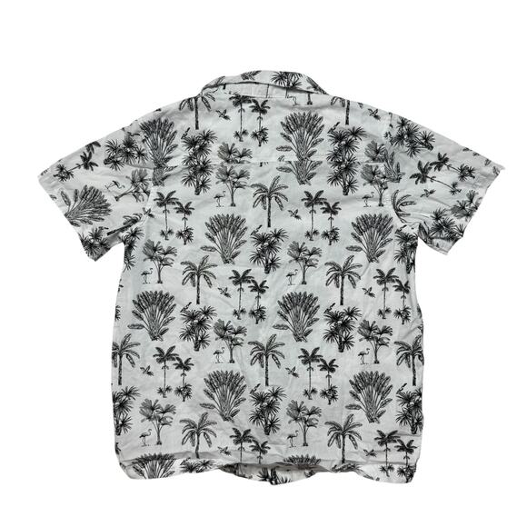 JANIE & JACK Tropical Tree Crisp Button Up Shirt Size 7 Boys Black White Cotton - Picture 2 of 4